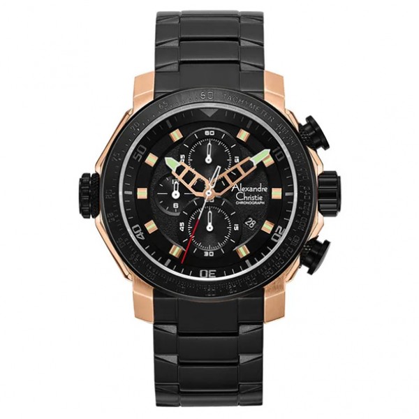 Alexandre Christie AC 6565 Rosegold Black Steel MCBBRBA